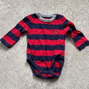 Baby Gap Striped Red & Navy One-Piece Bodysuit with Embroidered Patch